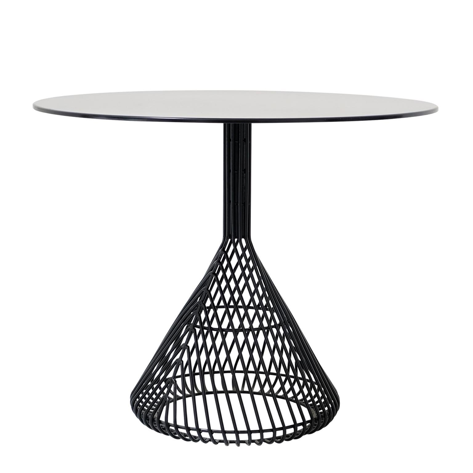 Inconnu Table bistro moderne, table de salle à manger métallique noir avec plateau en marbre noir en vente