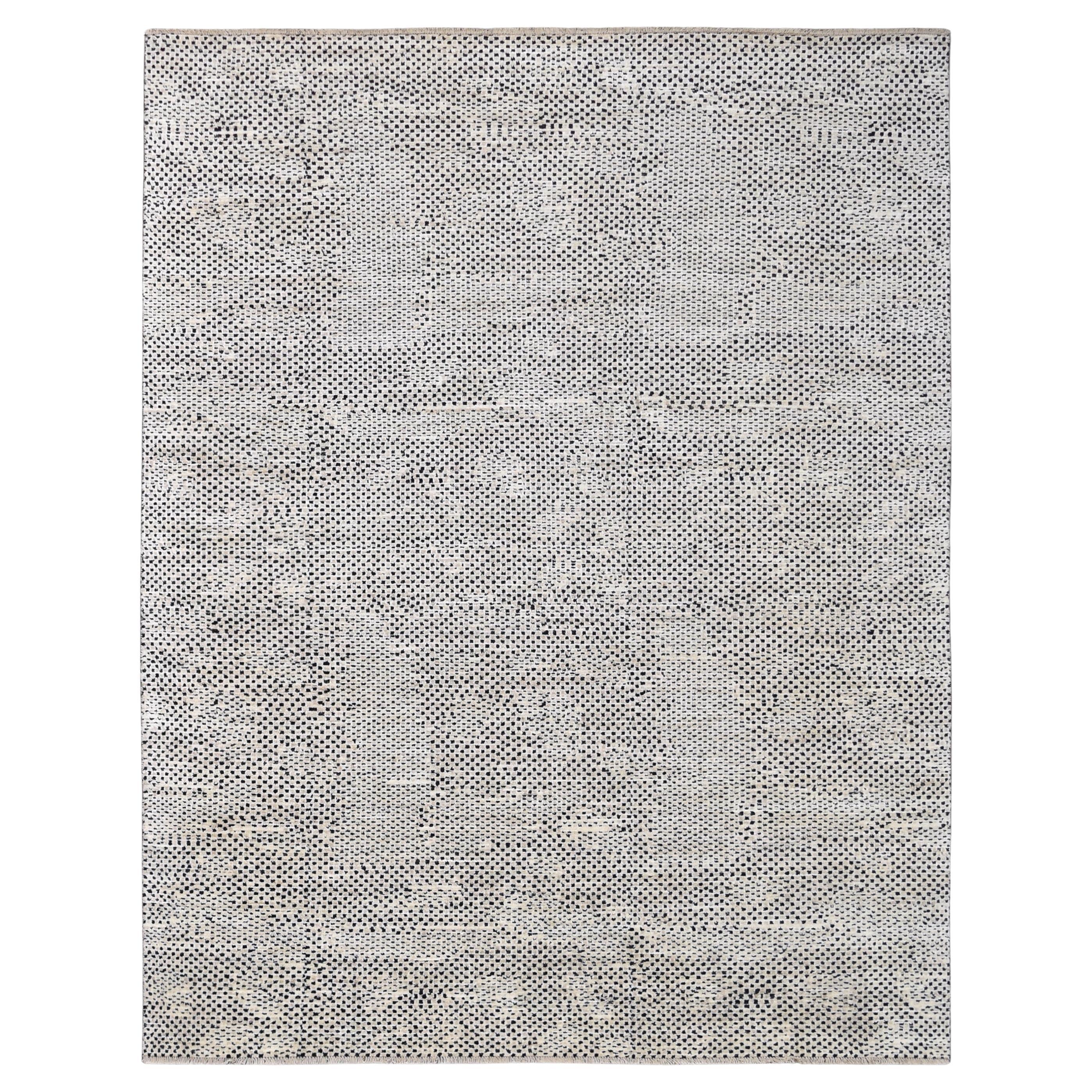 Modern Black and Beige  Wool Rug 7'9''x9'10''
