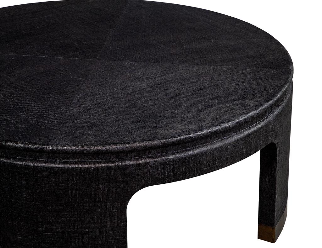 American Modern Black and Brass Round Coffee Table
