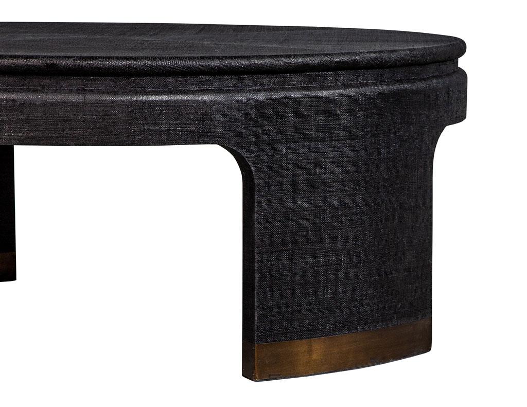 Contemporary Modern Black and Brass Round Coffee Table