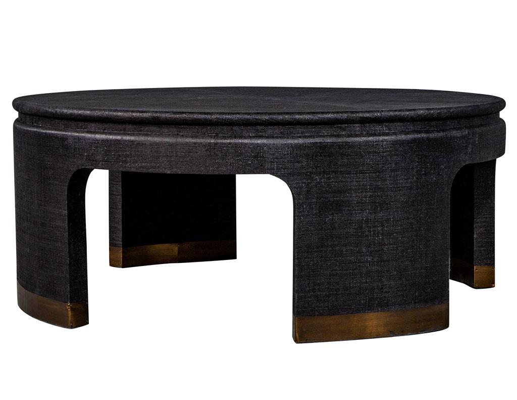 Metal Modern Black and Brass Round Coffee Table