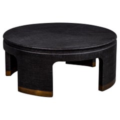 Modern Black and Brass Round Coffee Table