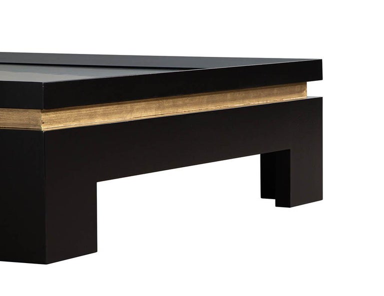 Modern Black and Gold Square Coffee Table For Sale at 1stDibs