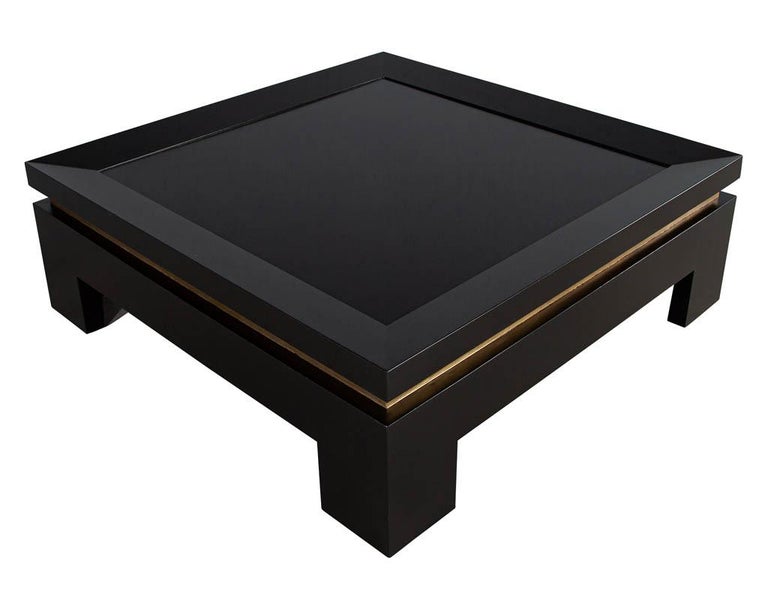 Modern Black and Gold Square Coffee Table For Sale at 1stDibs