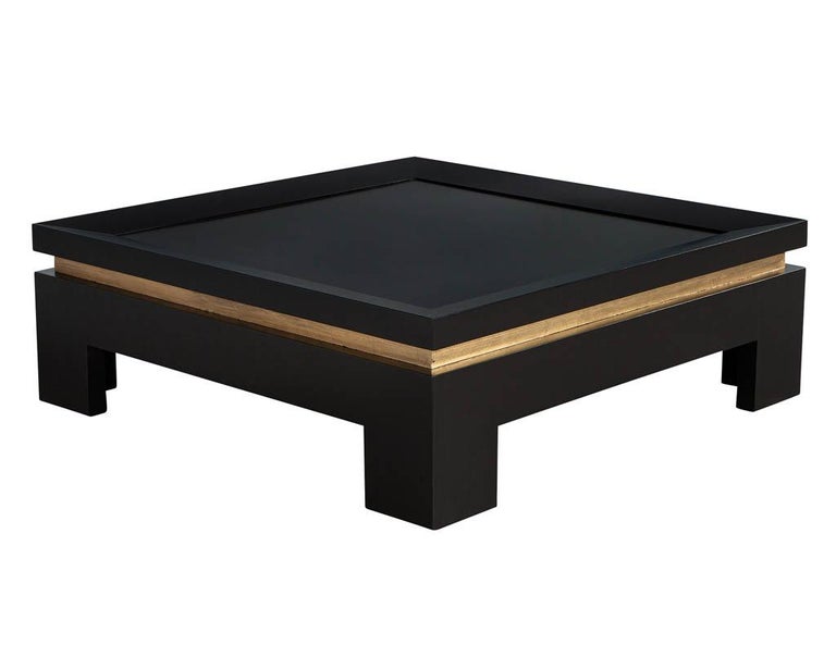 Modern Black and Gold Square Coffee Table For Sale at 1stDibs