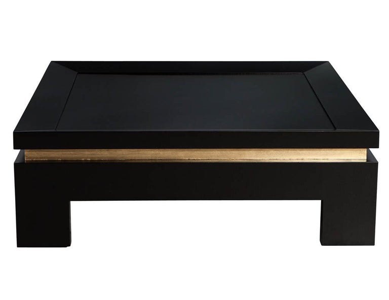 Modern Black and Gold Square Coffee Table For Sale at 1stDibs