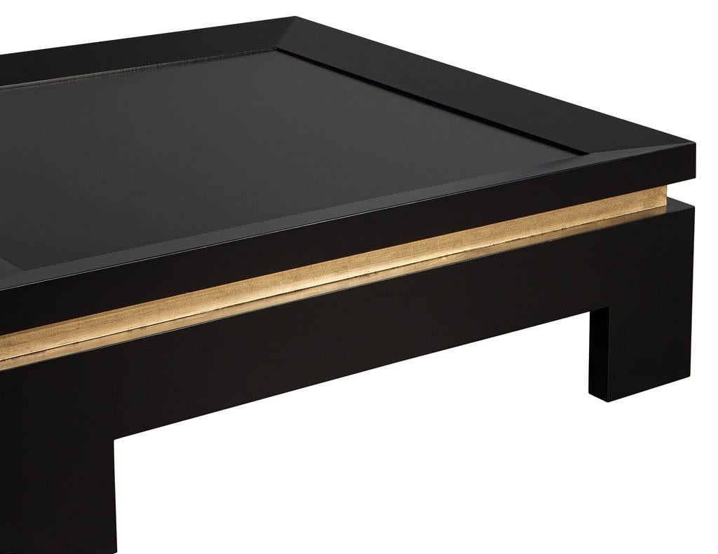 American Modern Black and Gold Square Coffee Table