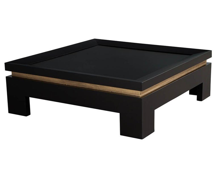 Modern Black and Gold Square Coffee Table For Sale at 1stDibs