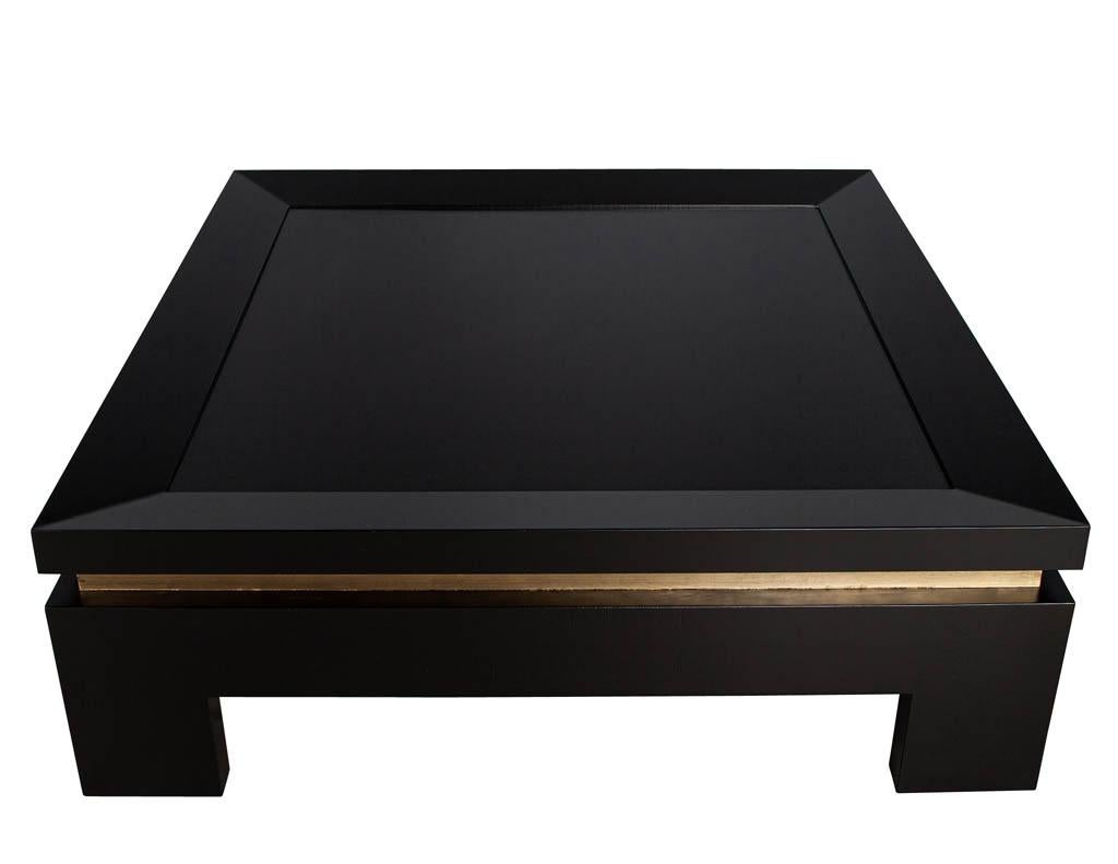 Contemporary Modern Black and Gold Square Coffee Table
