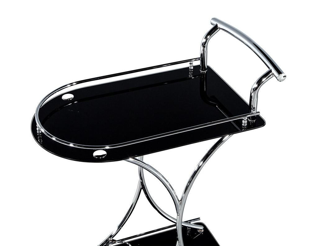 Modern Black and Metal Bar Cart Trolley In Good Condition For Sale In North York, ON