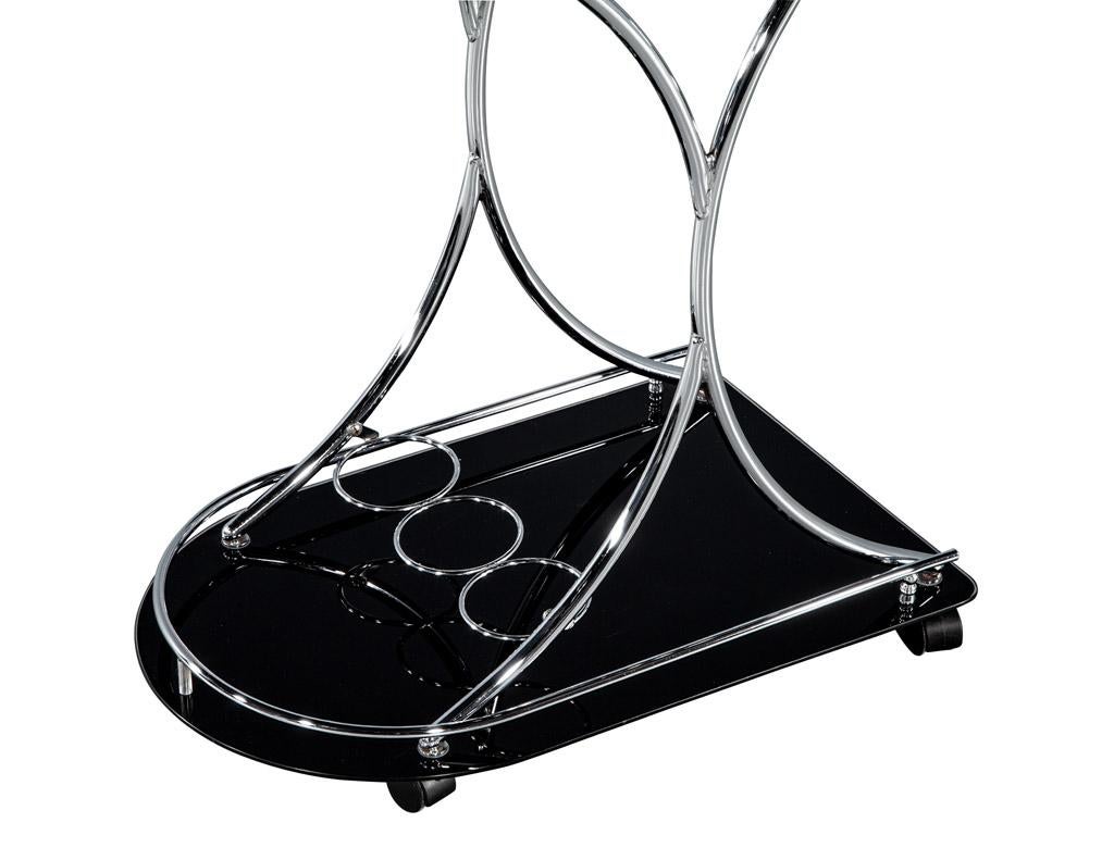 Contemporary Modern Black and Metal Bar Cart Trolley For Sale