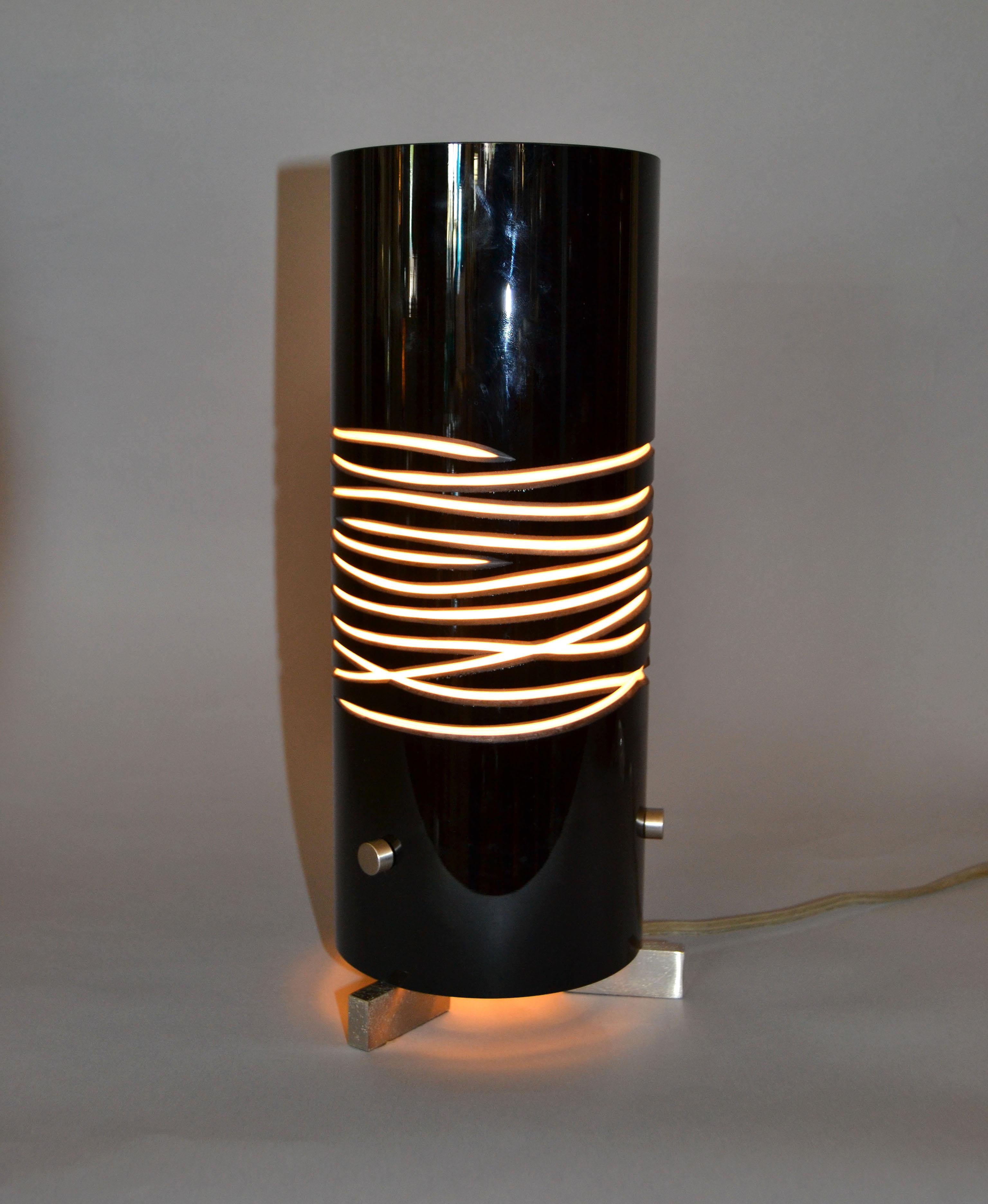 Slovenian Modern Black and Sand Hand Blown Oggetti Luce Dune Due Table Lamp by Simona For Sale