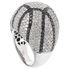 Modern Black and White Diamond Gold Cocktail Ring