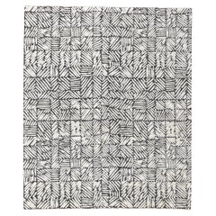 Modern Black and White Geometric Wool Blend Rug 8'3''x9'11''