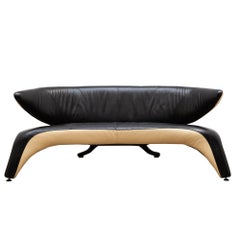Modern Black and White Leather 3-Seat "Orca" Sofa 1980s, Italy
