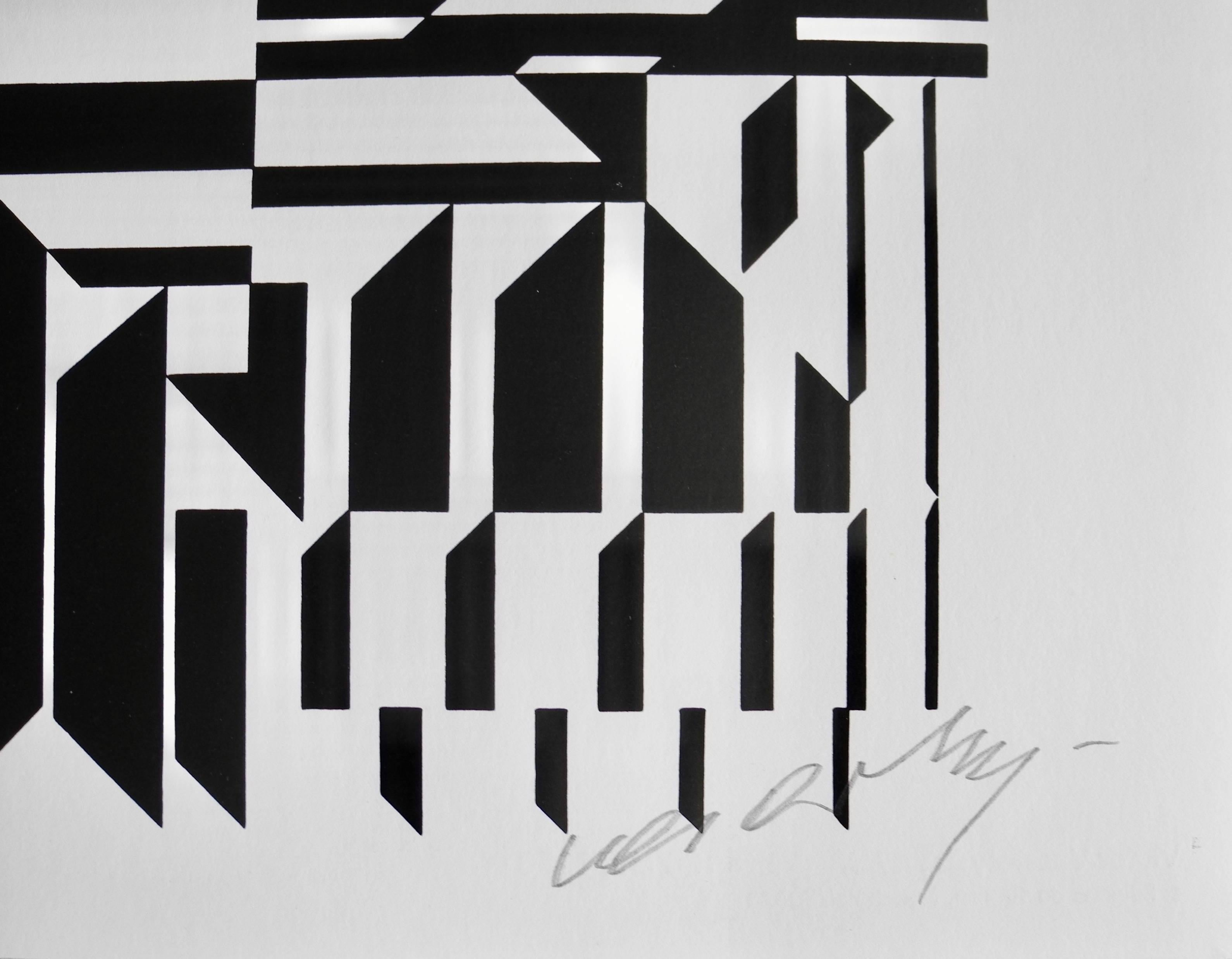 20th Century Modern Black and White Optical Pop Art Lithographs by Victor Vasarely For Sale