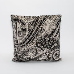 Modern Black and White Paisley Velvet Decorative Pillow by MOGUL