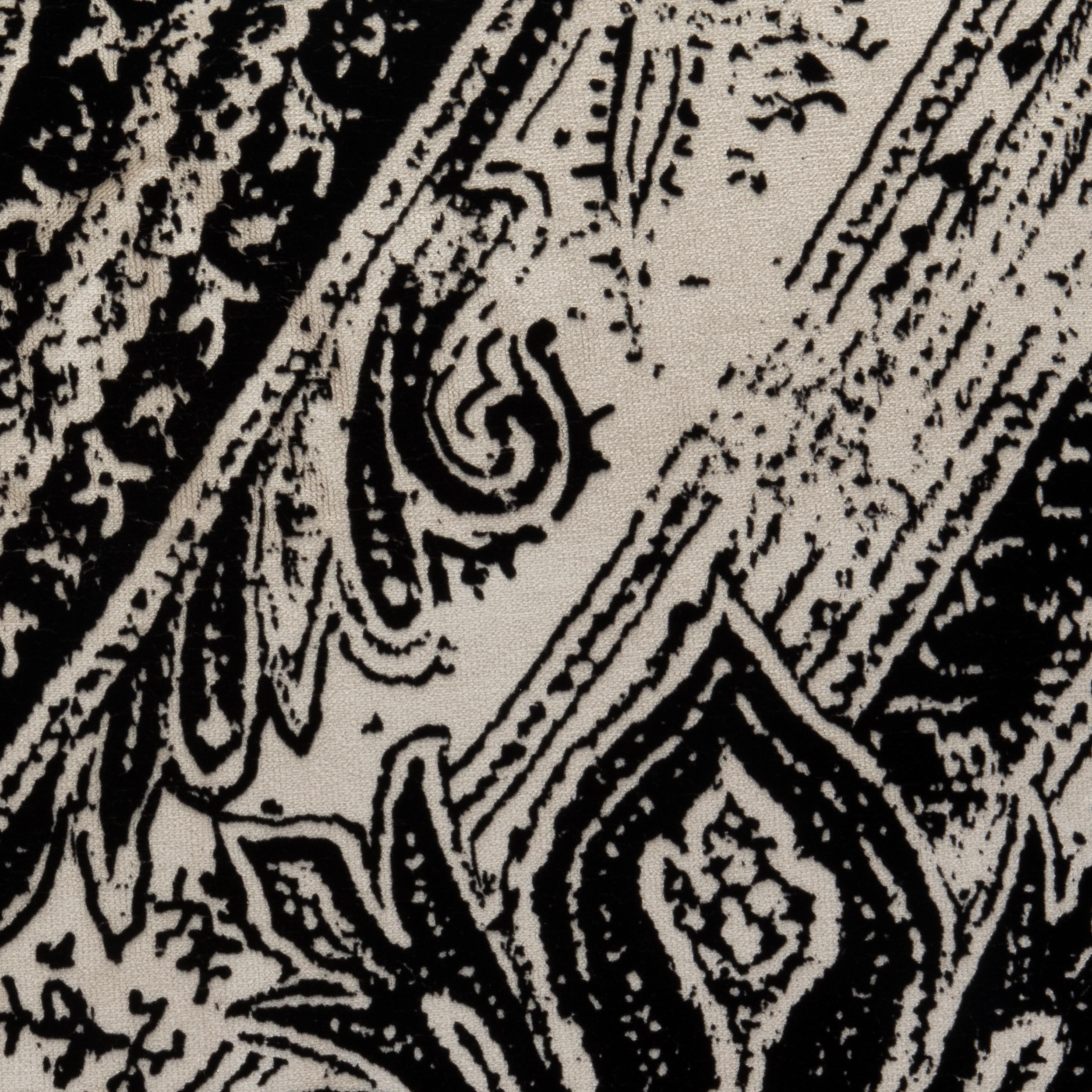 Hand-Crafted Modern Black and White Paisley Velvet Decorative Pillow by MOGUL For Sale