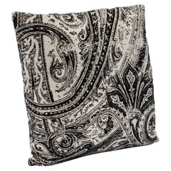 Modern Black and White Paisley Velvet Decorative Pillow by MOGUL