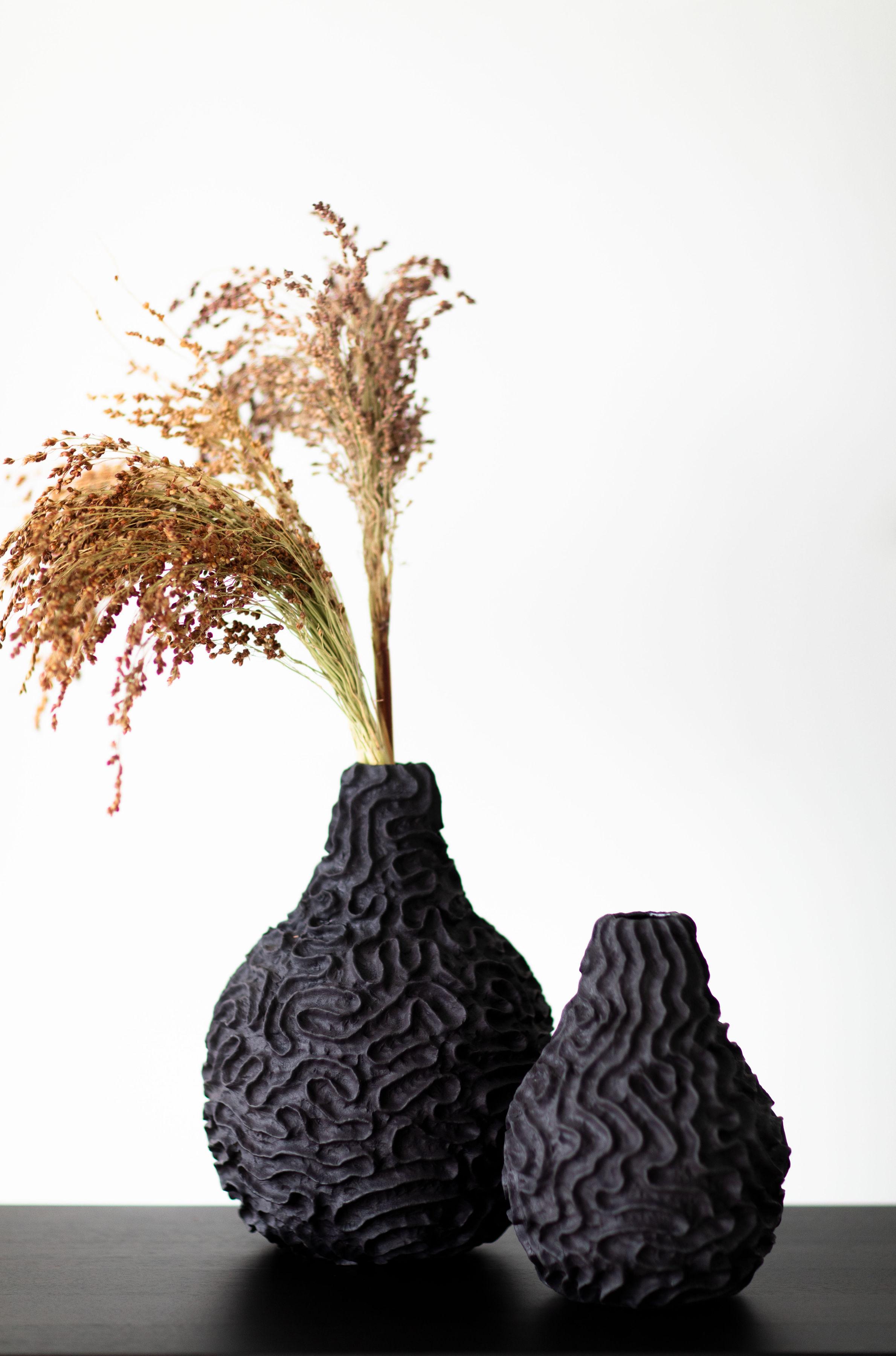 Clay Modern Black and White Vases by Suzy Goodelman for Craft Associates Furniture For Sale