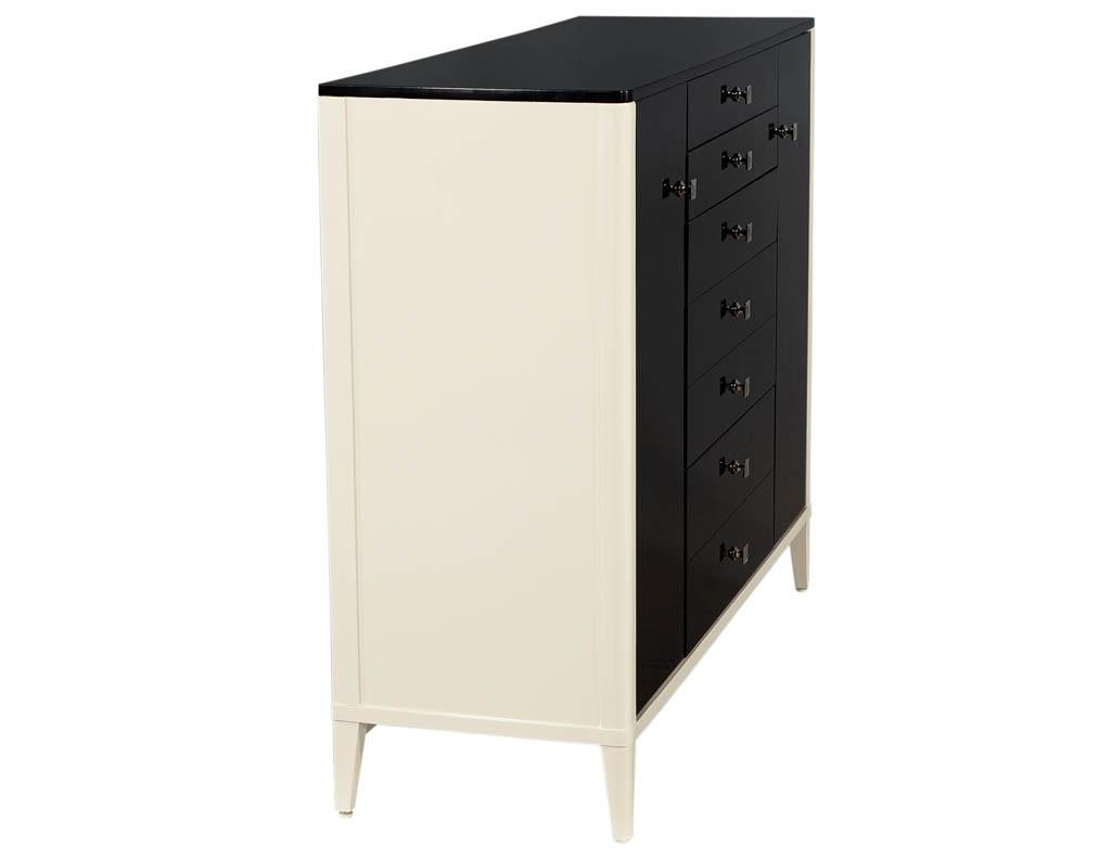 American Modern Black and White Wardrobe Cabinet Chest