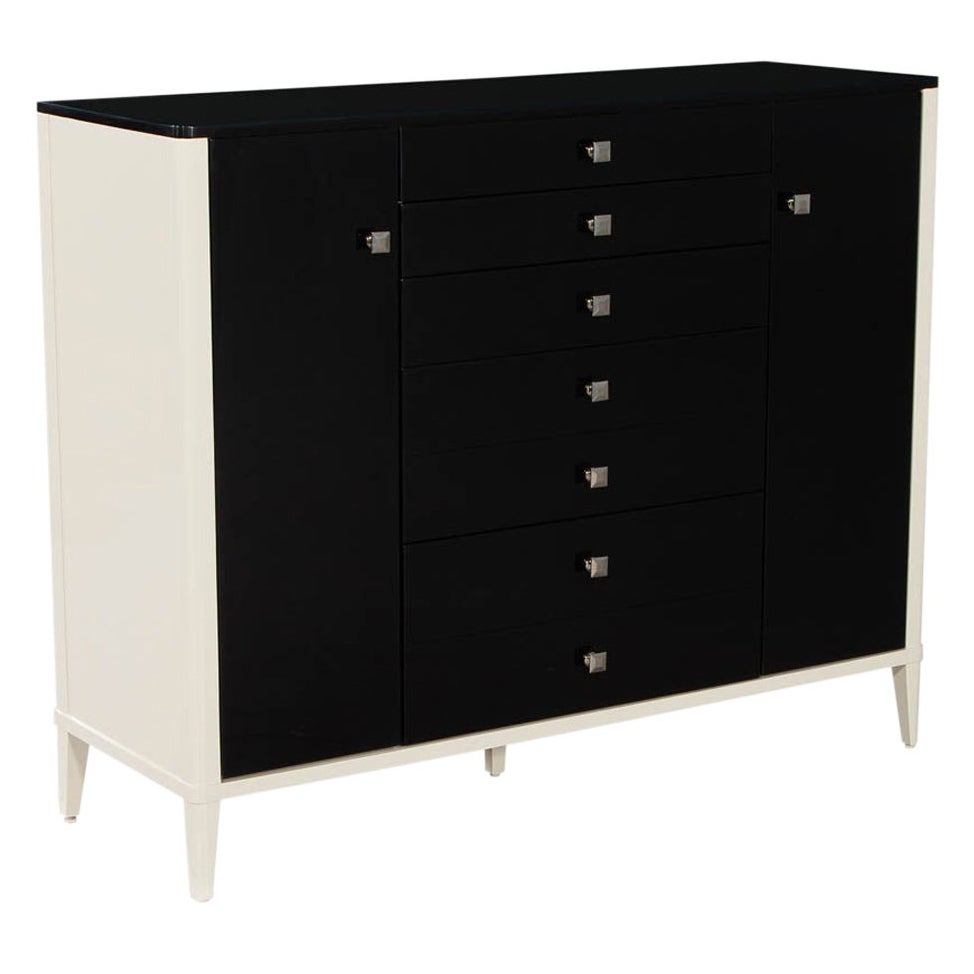 Modern Black and White Wardrobe Cabinet Chest