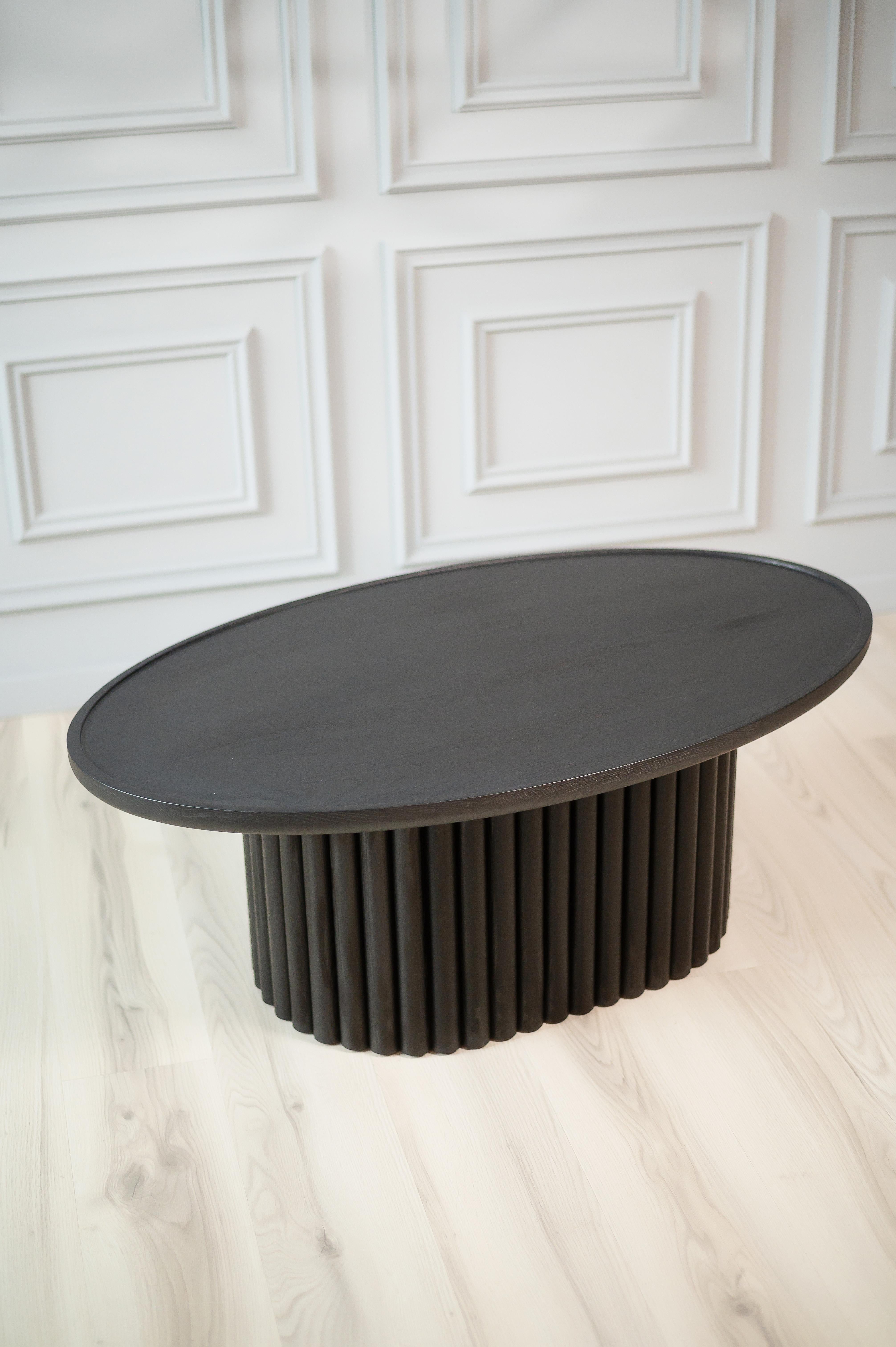 Modern Black Ash Solid Wood Coffee Table For Sale 9