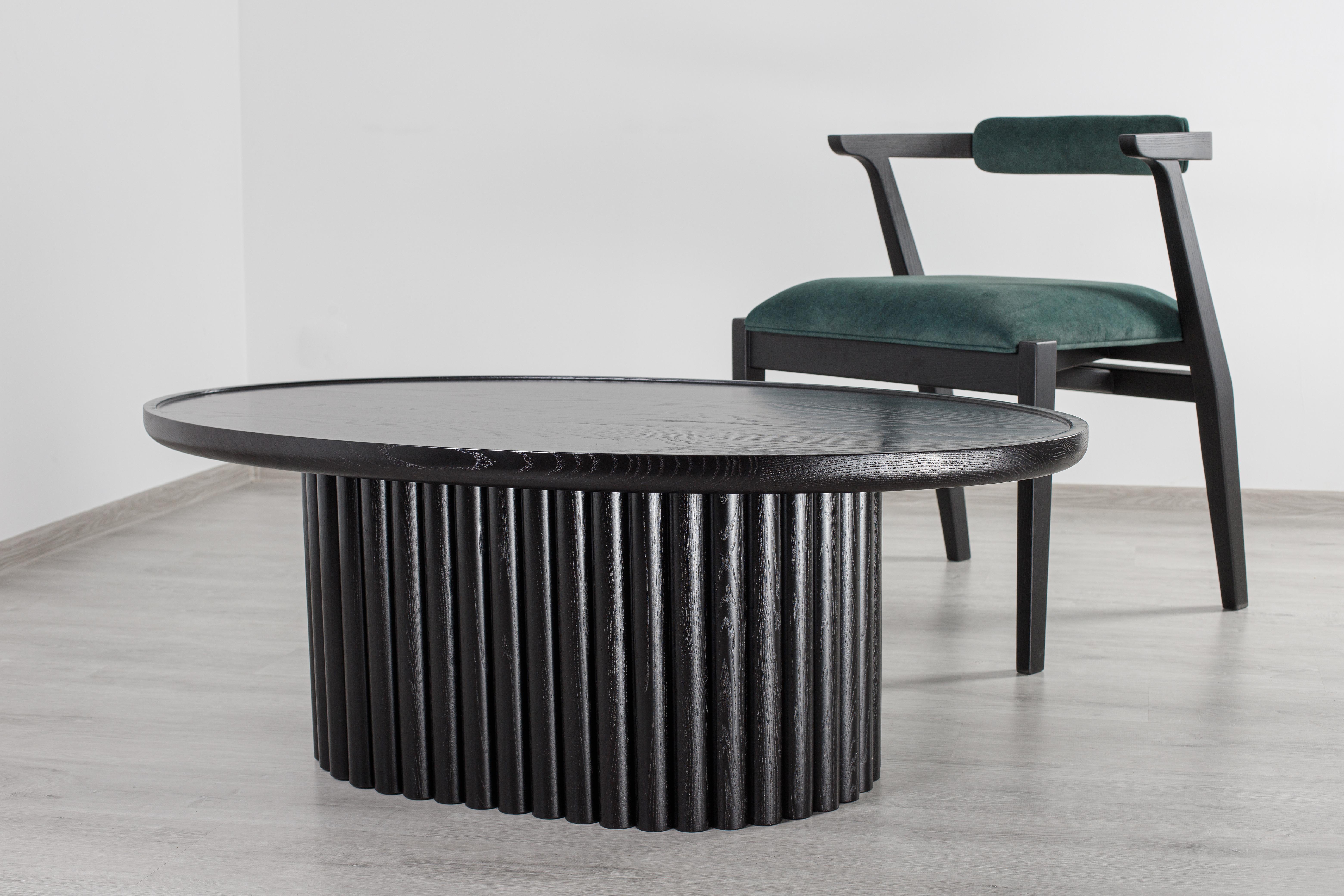 Modern Black Ash Solid Wood Coffee Table For Sale 14