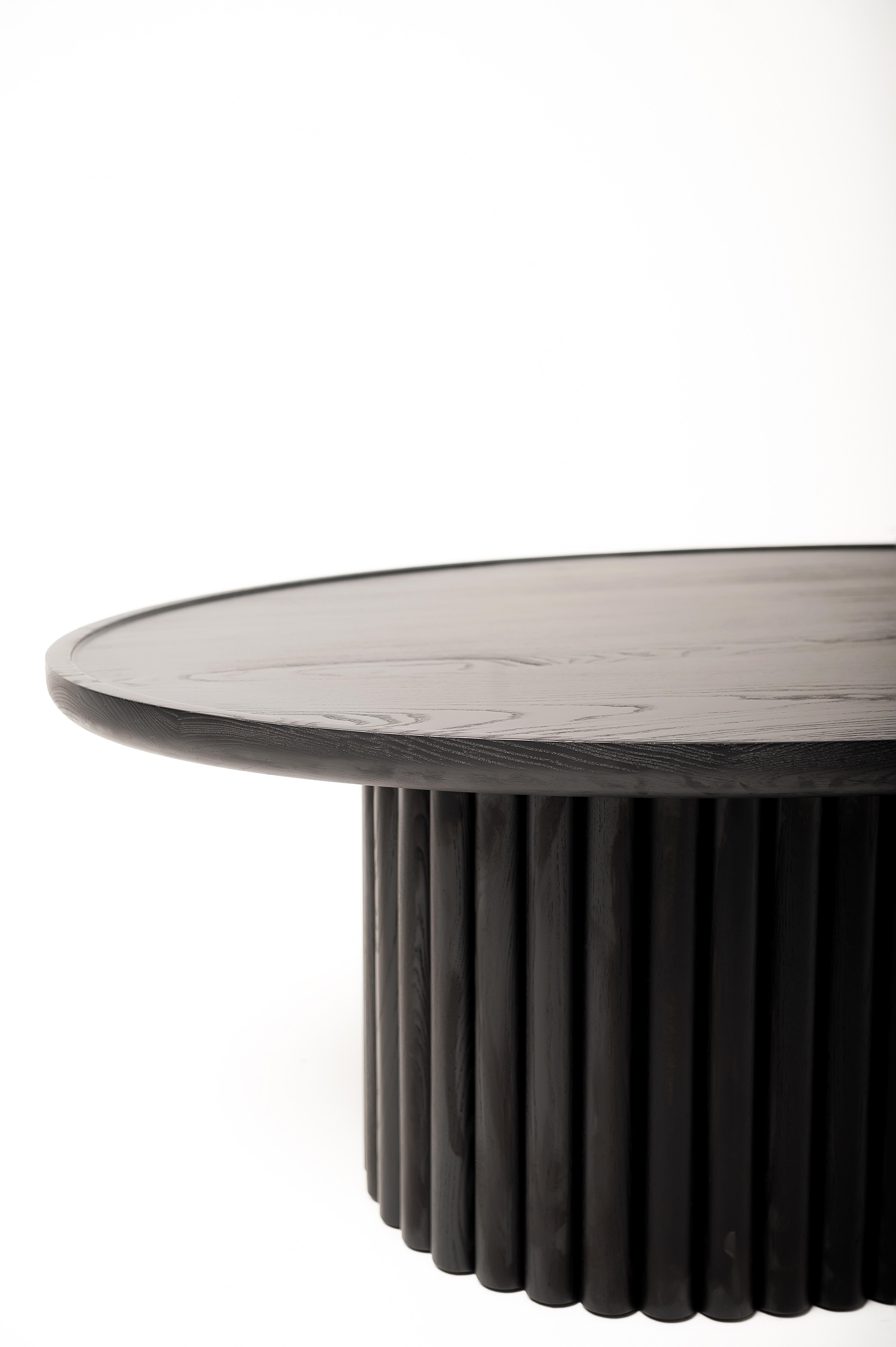 Contemporary Modern Black Ash Solid Wood Coffee Table For Sale