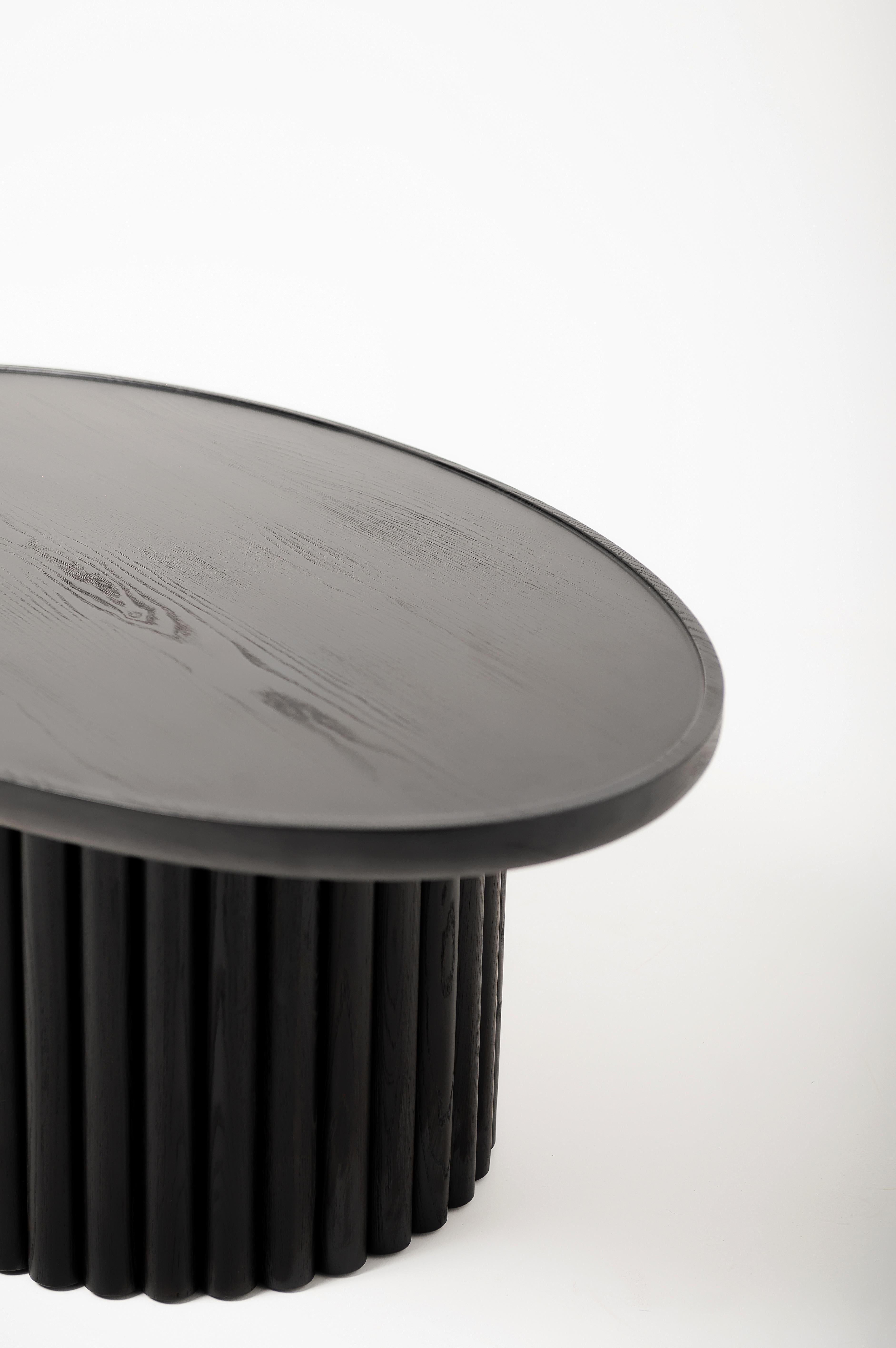 Modern Black Ash Solid Wood Coffee Table For Sale 2