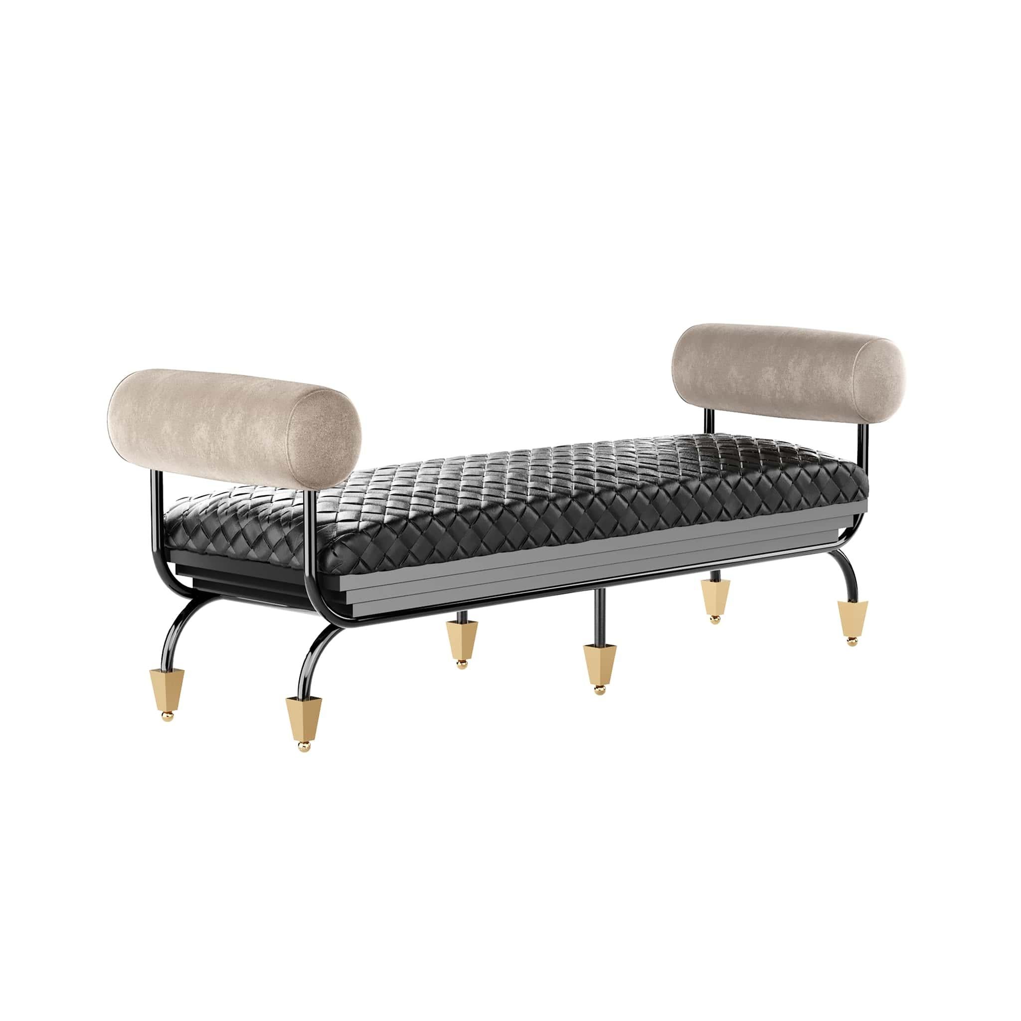 Limited Edition: Zeus Bench is a modern bench design, perfect for a modern hotel lobby or a presidential suite. An upholstered leather seat with a sculptural and elegant base will provide your entryway with timeless sophistication.

Materials: Seat