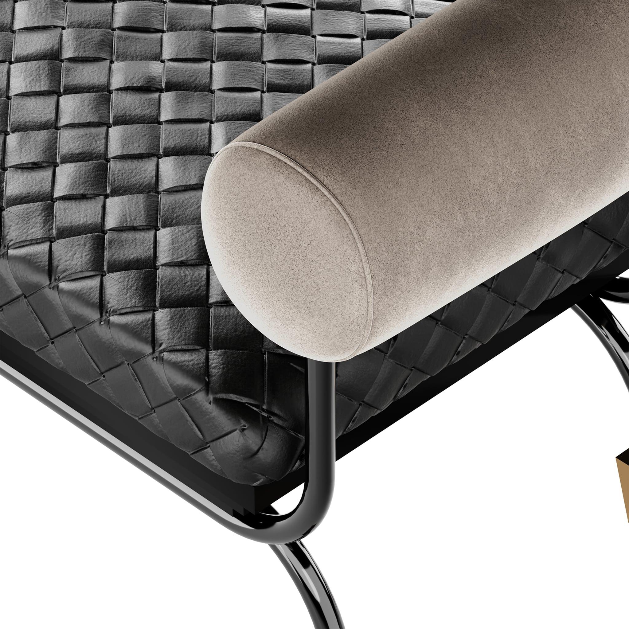 modern black leather bench