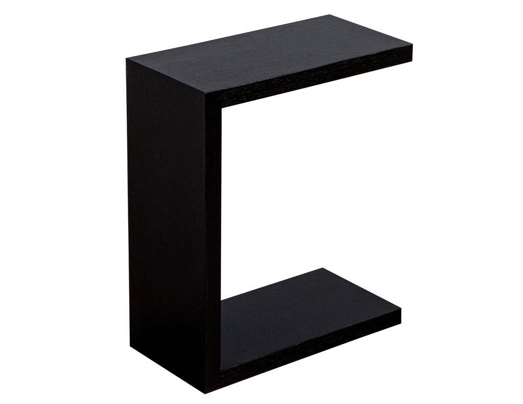 Canadian Modern Black C Table in Oak For Sale