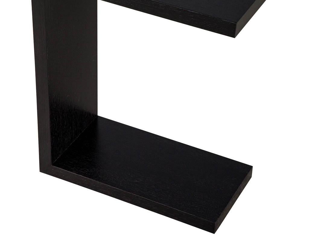 Contemporary Modern Black C Table in Oak For Sale