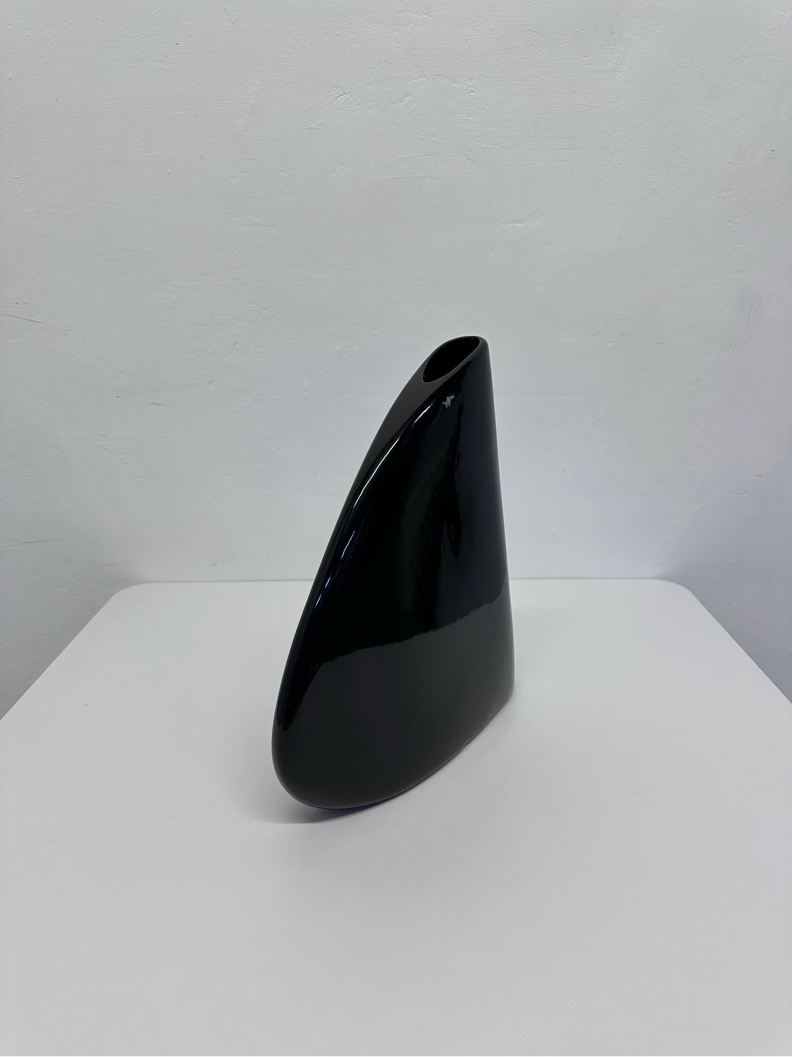 American Modern Black Ceramic Vase by Haeger, 1985 For Sale
