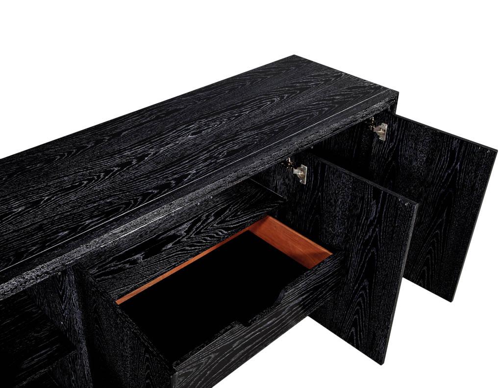 American Modern Black Cerused Oak Sideboard Buffet For Sale