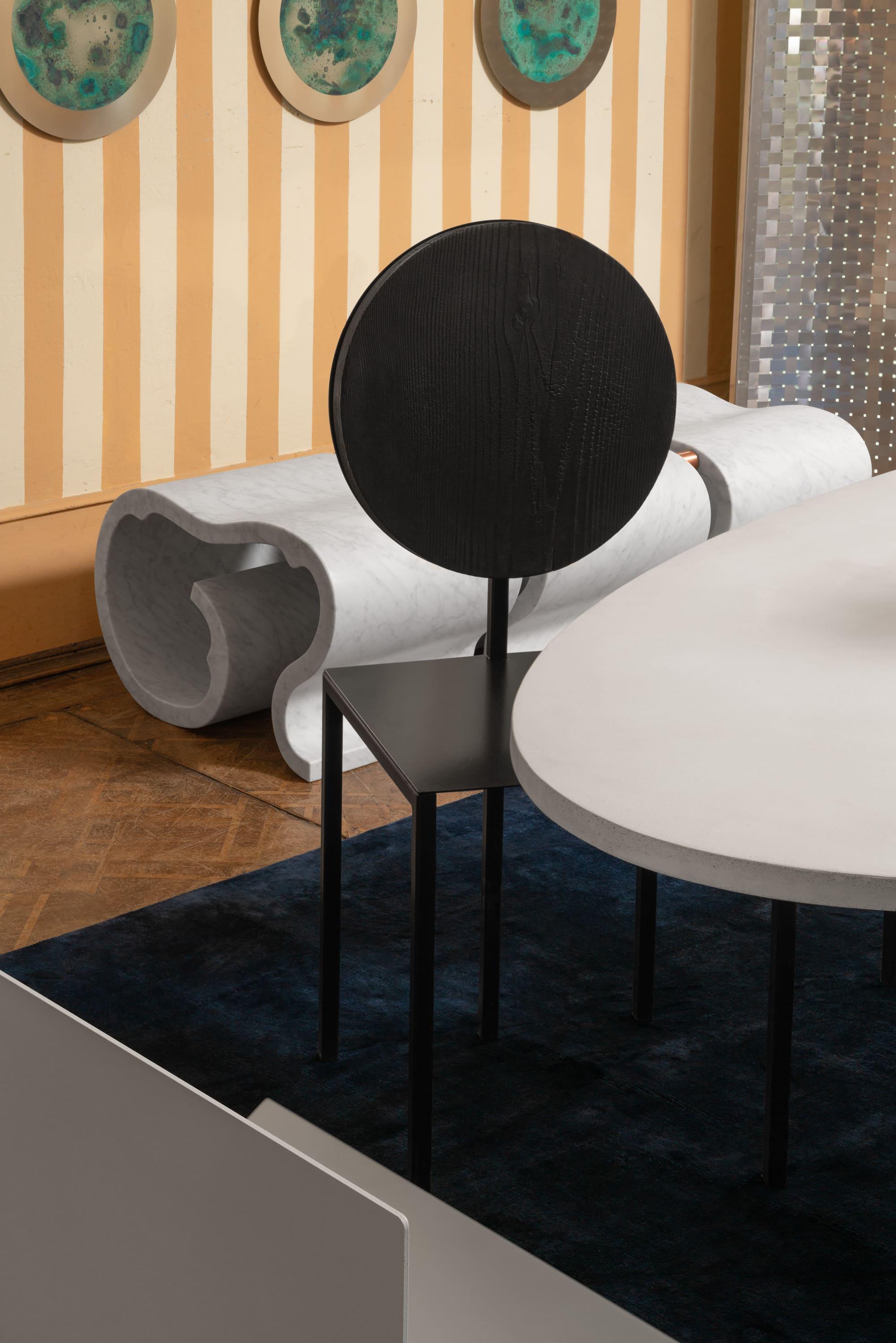 Moderner moderner schwarzer Stuhl von Dario Cipelletti für NOBE Pendolo Pantelleria Stahlholz im Angebot 6