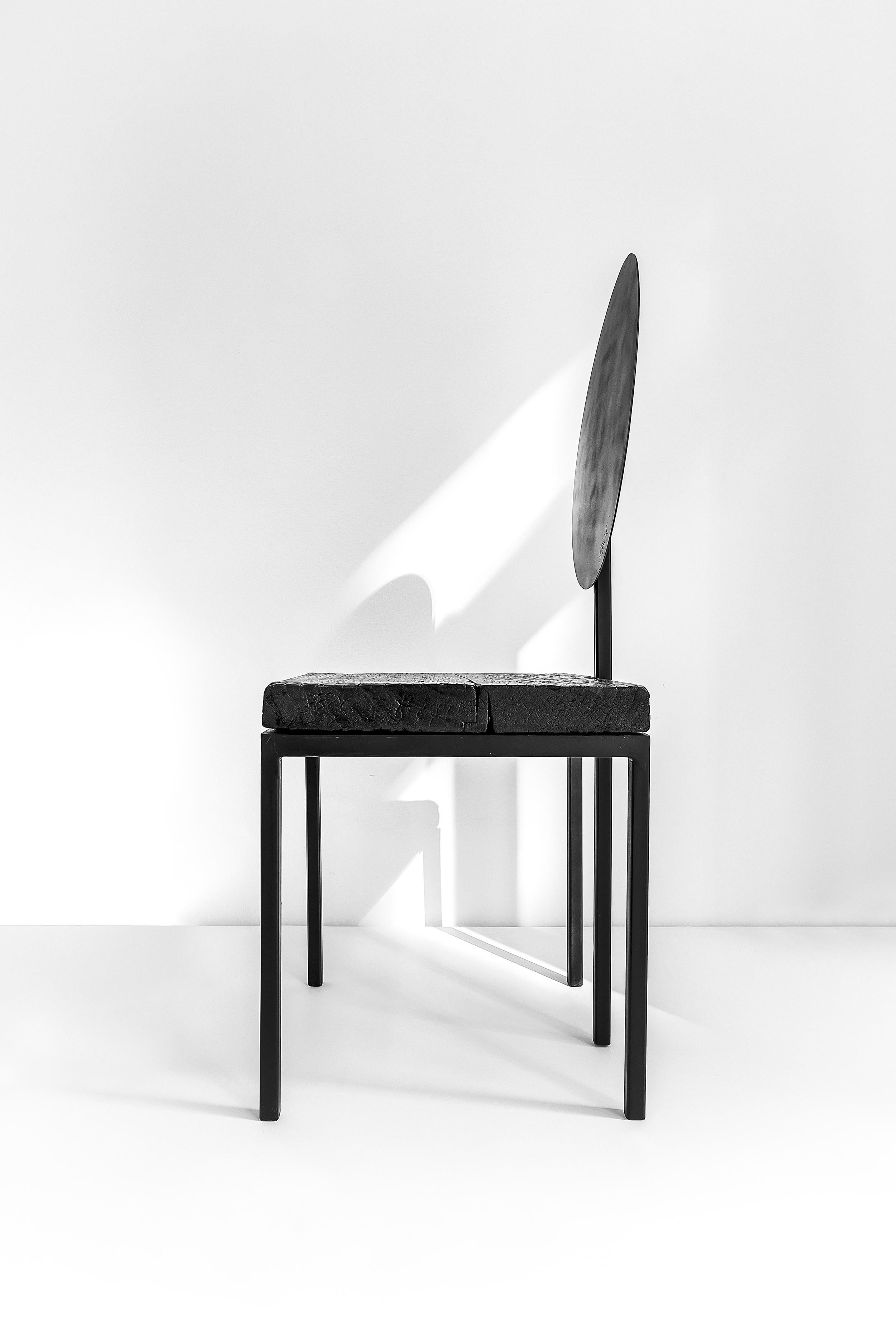 Italian Modern Black Chair by Dario Cipelletti for NOBE Pendolo Pantelleria Steel Wood For Sale