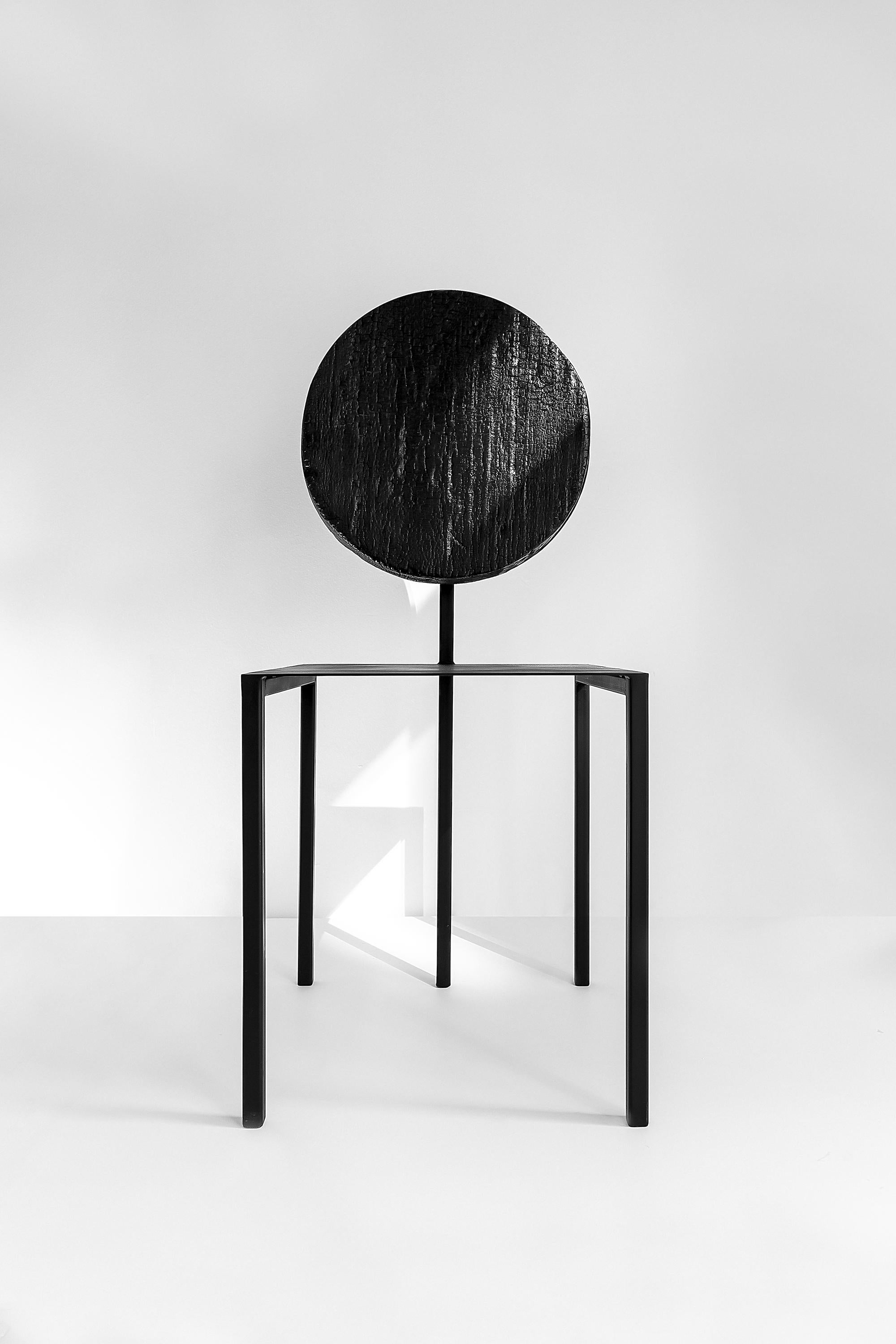 Contemporary Modern Black Chair by Dario Cipelletti for NOBE Pendolo Pantelleria Steel Wood For Sale