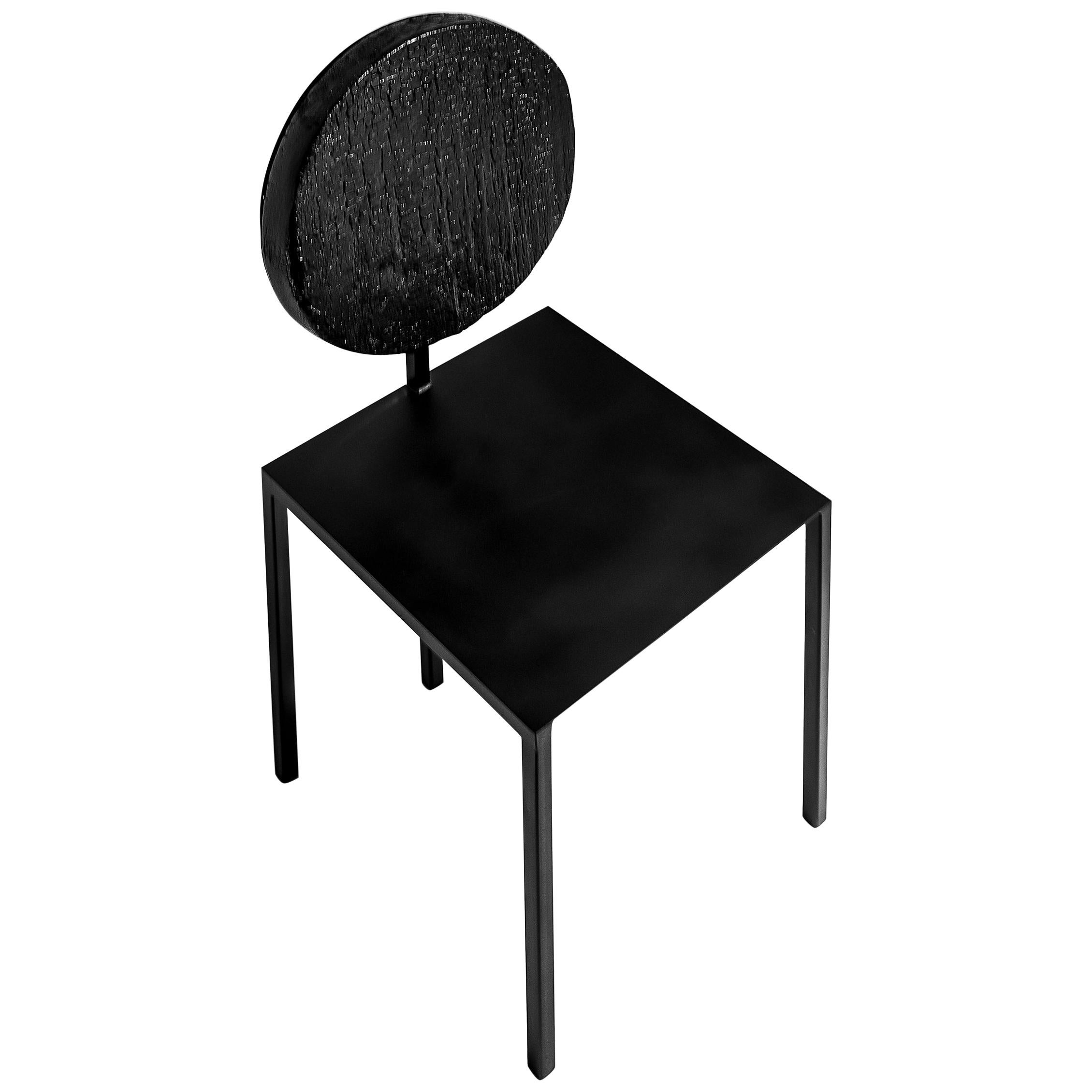 Modern Black Chair by Dario Cipelletti for NOBE Pendolo Pantelleria Steel Wood For Sale