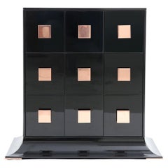 Modern Black and Copper Chest of Drawers in high gloss finish