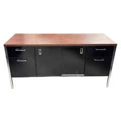 Modern Black & Chrome Metal Tanker Credenza by Steelcase