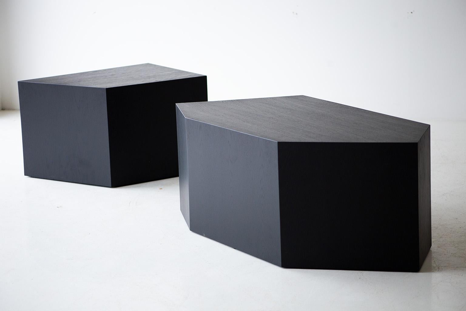 American Modern Black Coffee Table, the Crag Series For Sale