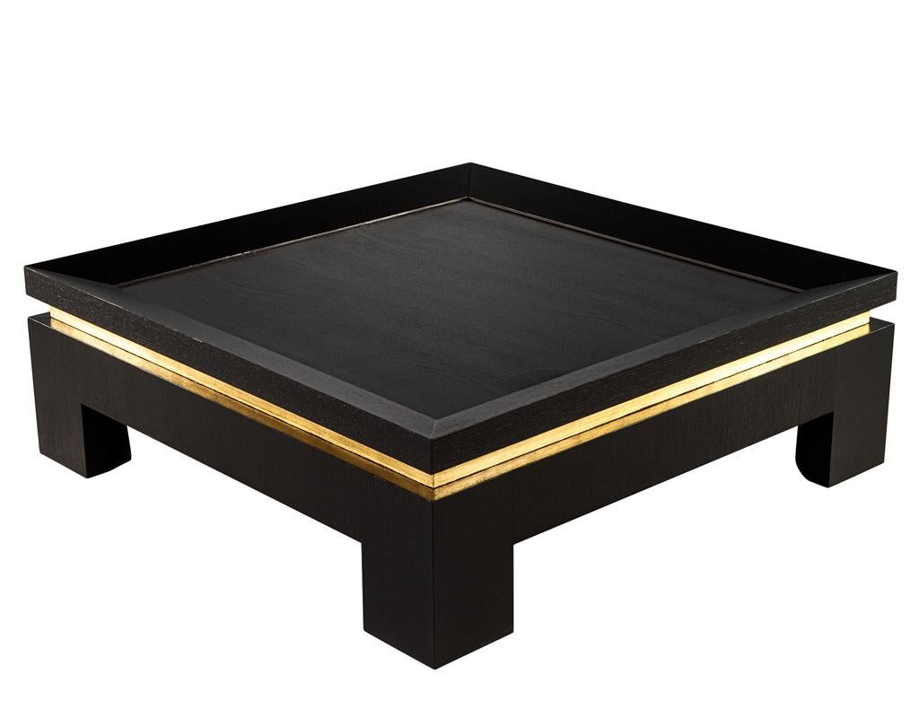 Modern Black Coffee Table with Gold Leaf Accents For Sale 4
