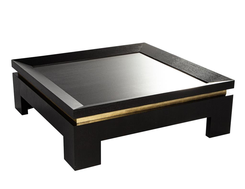 Modern Black Coffee Table with Gold Leaf Accents For Sale 5