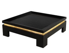 Modern Black Coffee Table with Gold Lead Accents