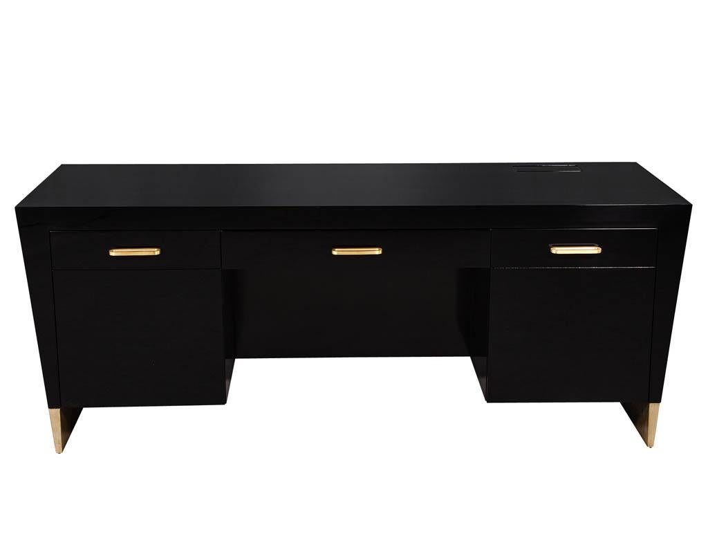 modern black desk with drawers