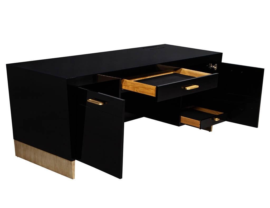 Modern Black Desk Credenza by Jacques Garcia Baker Rachmaninov In Good Condition For Sale In North York, ON