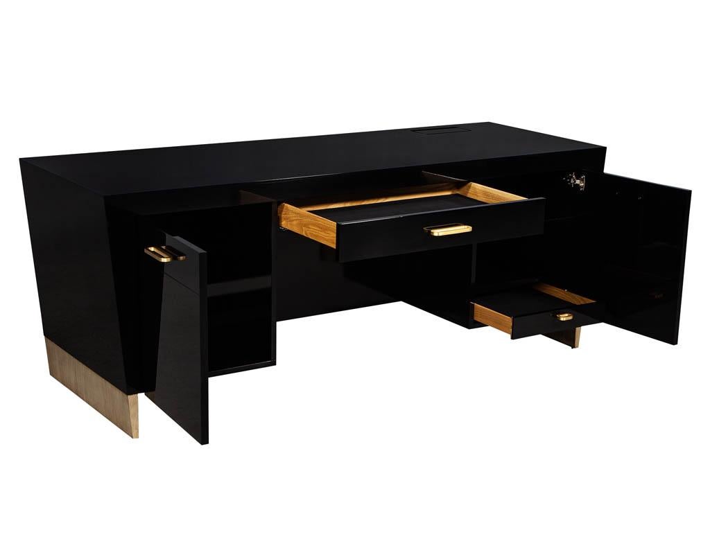 Contemporary Modern Black Desk Credenza by Jacques Garcia Baker Rachmaninov For Sale