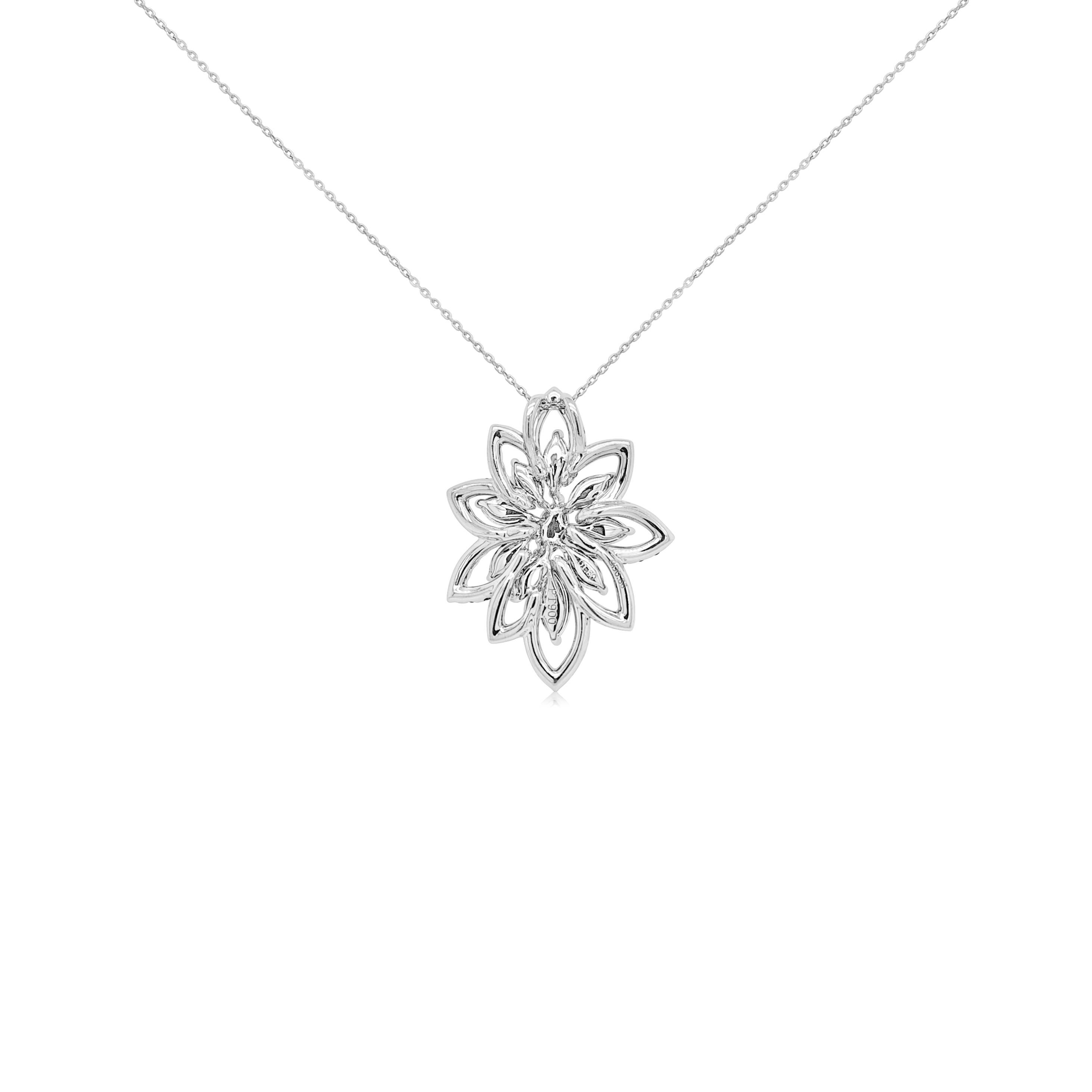 Contemporary Marquise cut 1.8cts White Diamonds and Black Diamonds Platinum Necklace